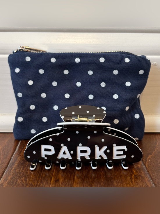 Parke Accessories - New Parke Claw Clip In Black + White Polka Dot